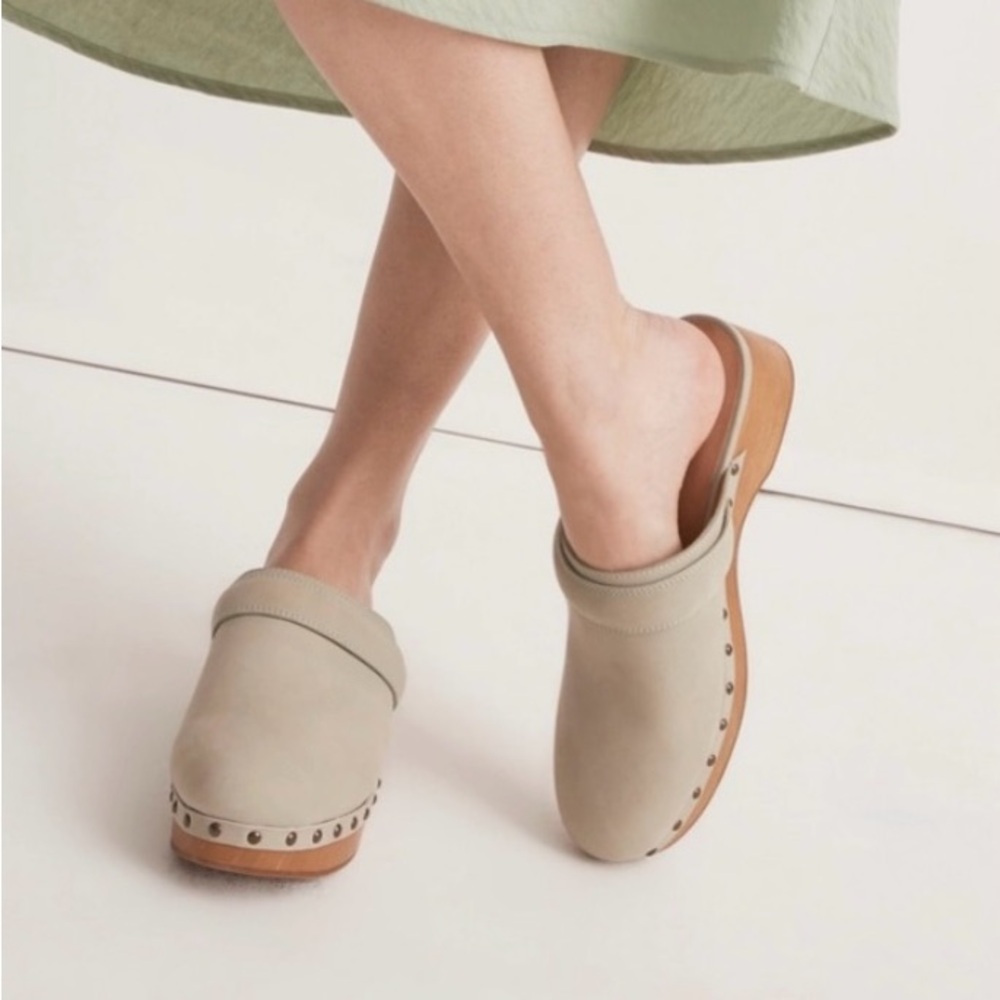 Madewell Cecily Leather Clogs Women 6.5 in Celery Green - Picture 2 of 9